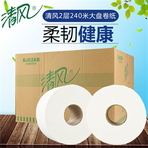 清风BJ02AB 大盘纸大卷纸卫生纸厕纸 2层240米*12卷公用珍宝纸